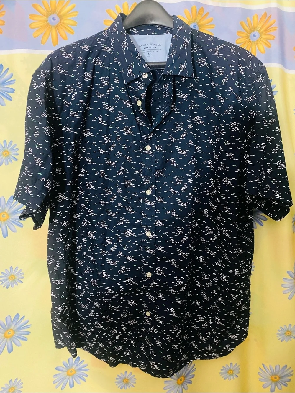 J. Crew Navy Wave-Print Button-Down & White Micro Dot Shirt
